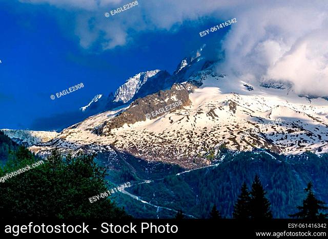 Alp mountain covered with snow, Chamonix Mont Blanc, Haute-Savoie, Auvergne-Rhoene-Alpes, France