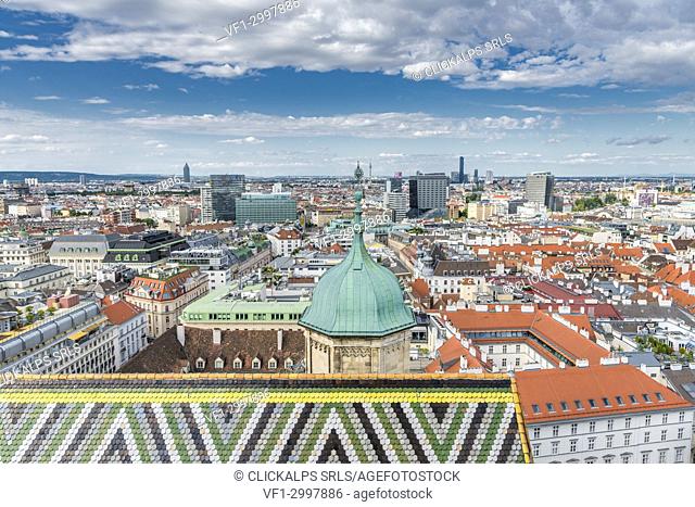 Vienna, Austria, Europe. View of Vienna from South Tower of the Saint Stephen's Cathedral