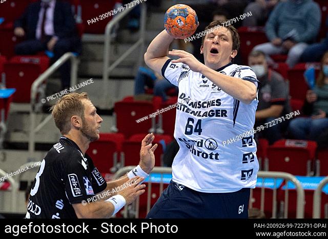 26 September 2020, North Rhine-Westphalia, Duesseldorf: Handball: DHB Supercup, THW Kiel - SG Flensburg-Handewitt in the ISS Dome