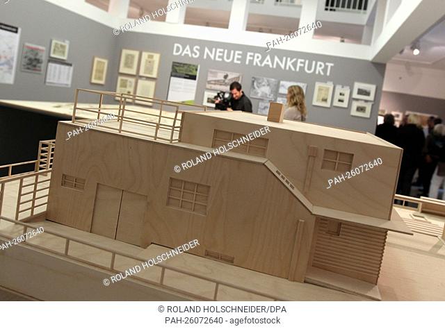 During a preview of an exhibition on the master builder and city planner Ernst May, a wooden model of the 1925-26 ""May House"" built in Frankfurt-Ginnheim on...