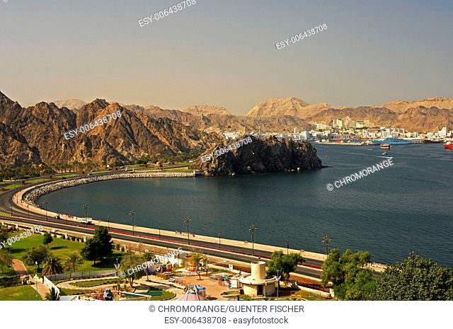 Harbor bassin with view on Muscat, Oman