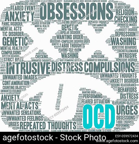 OCD word cloud on a white background