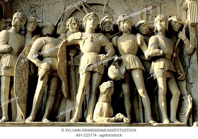 Detail of relief at Castel Nuovo. Naples. Italy
