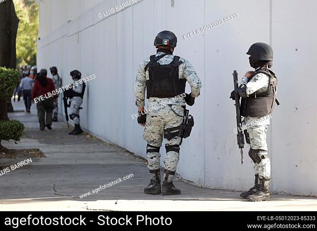 January 5, 2023, Mexico City, Mexico: Members of the National Guard guard the facilities of the Specialized Prosecutor for Organized Crime (FEMDO)