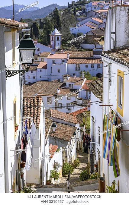 Narrow street in the Jewish quarter of Castelo de Vide village, Portalegre District, Alentejo Region, Portugal