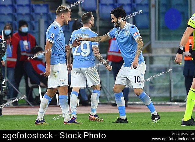 Lazio footballer Luis Alberto celebrating after score the goal during the match Lazio-Roma in the olympic stadium. Rome (Italy), January 15th, 2021