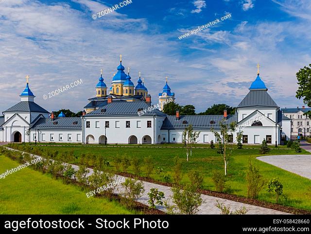 Konevsky Monastery on Konevets Island on Lake Ladoga - Russia - architecture background