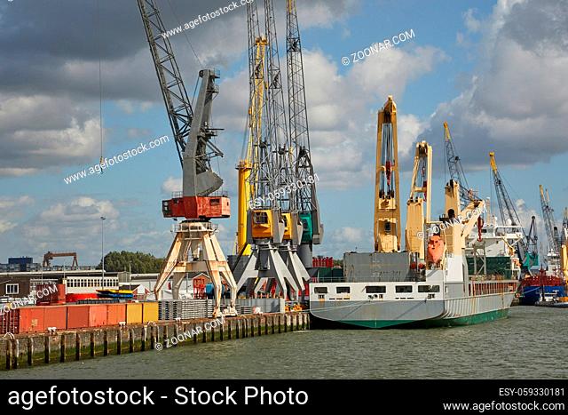 Crane vessels in the port of Rotterdam