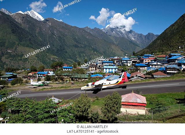Lukla airfield is the arrival point of many of the trekkers and climbers to the mountain regions of Solu Khumbu