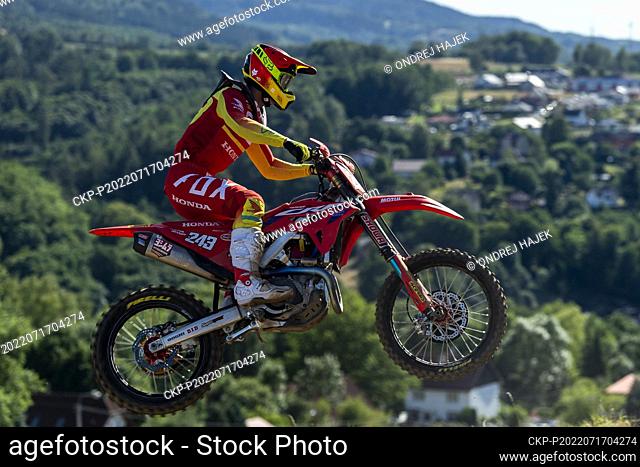 Tim Gajser of Slovenia competes during the Grand Prix of the Czech Republic, Motocross World Cup, category MXGP, Race 2, in Loket, Czech Republic, July 17, 2022