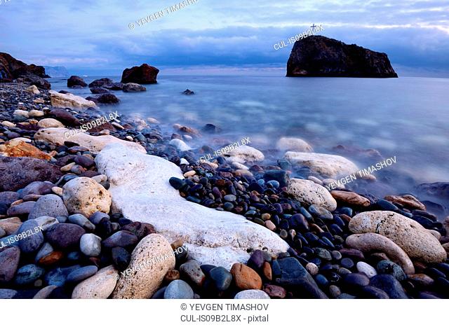 Rock formation from Yashmoviy Beach (Fiolent Beach) near Sevastopol, Crimea, Ukraine