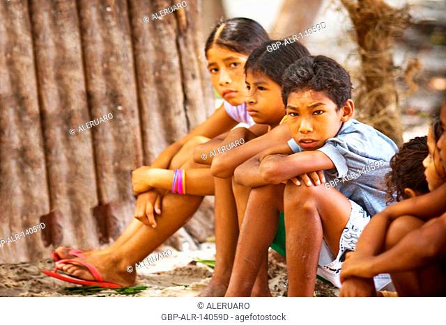 Seating children, Terra Preta Community, Negro River, Iranduba, Amazonas, Brazil