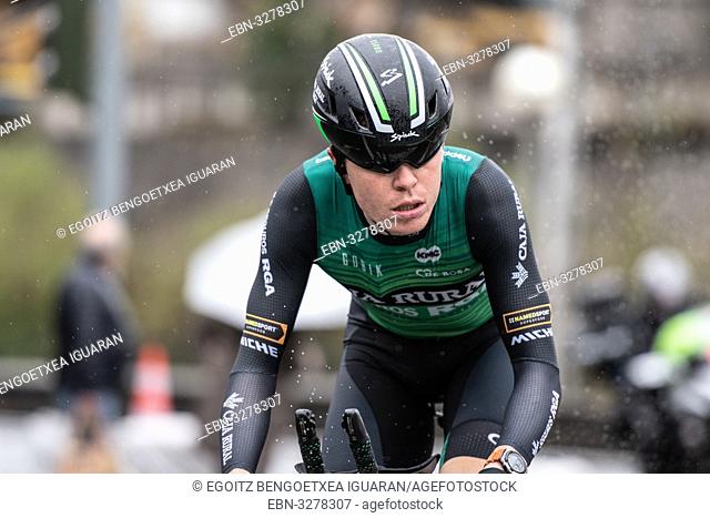 Jon Irisarri Ricon at Zumarraga, at the first stage of Itzulia, Basque Country Tour. Cycling Time Trial race