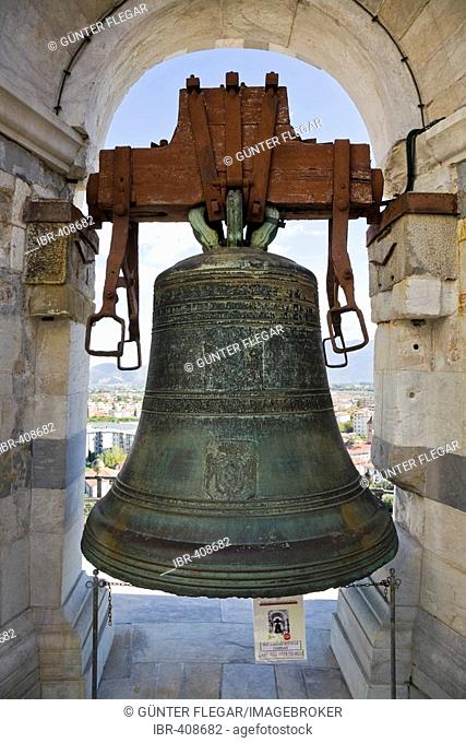 Bell in the Leaning tower of Pisa Piazza dei Miracoli Pisa Tuscany Italy