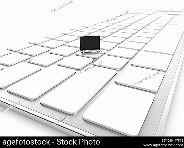 3D abstract image of keyboard and laptop on top of it