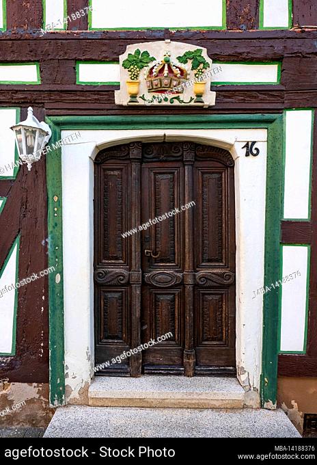 Front door in the old town, Herrstein, Deutsche Edelsteinstrasse, Naheland, Rhineland-Palatinate, Germany