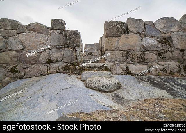 Hijovejo archaeological site. Main gate. Fortified roman enclosure on top granite scree. Quintana de la Serena, Extremadura, Spain
