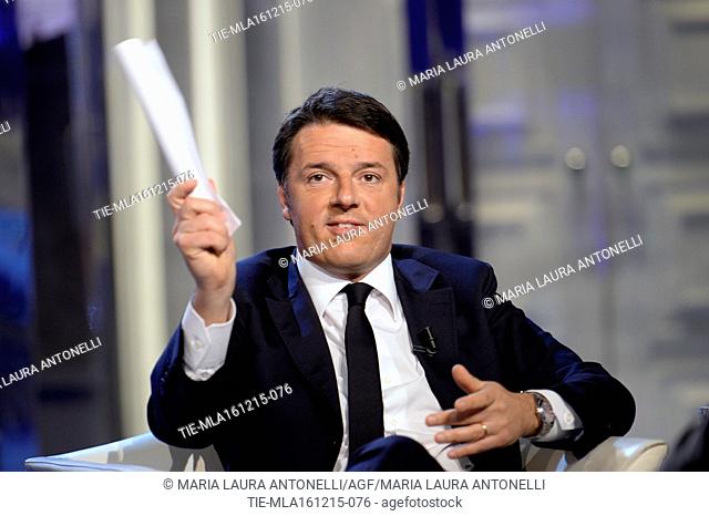 Italian Prime Minister Matteo Renzi at the tv Programme Porta a porta, Rome, ITALY-16-12-2015