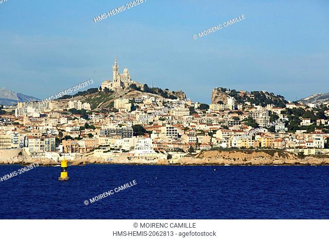 France, Bouches du Rhone, Marseille, Endoume district, Notre Dame de la Garde in the background