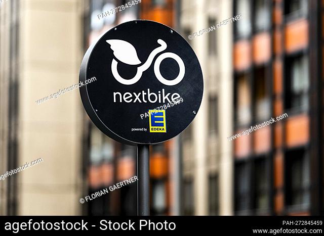 The logo of the provider of share bikes nextbike, taken in Berlin, February 2nd, 2022. - Berlin/Deutschland