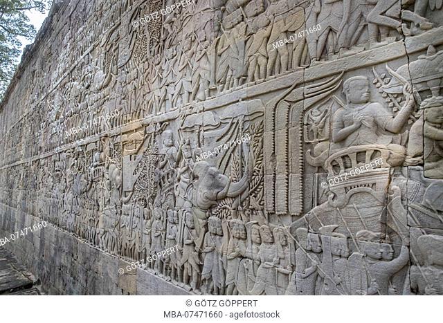 Siem Reap, Angkor, Temple Bayon, wonderful wall reliefs tell the story