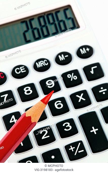 A red pencil and a calculator. image icon for streamline and economize - 01/01/2012