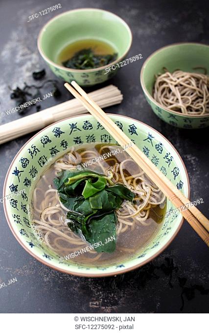 Soba noodle soup with algae (Japan)