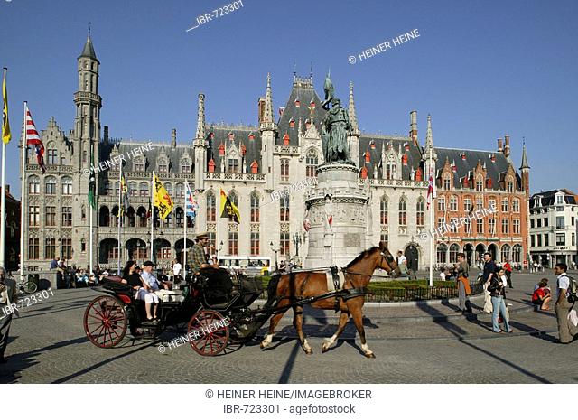 The market, Provinziaal Court, Bruges, Flanders, Belgium, Europe