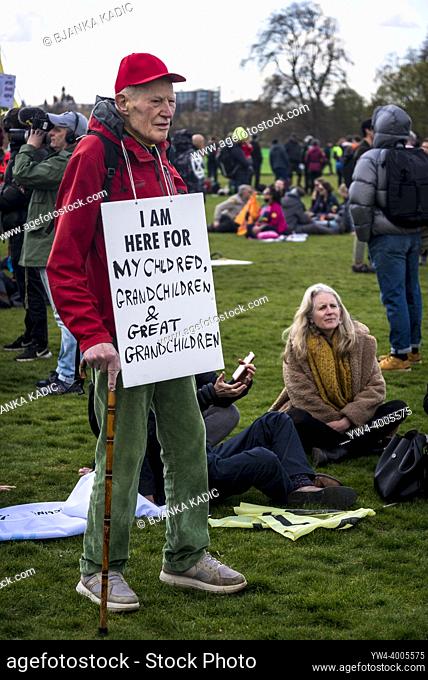 We Will Not Be Bystanders, an Extinction Rebellion protest that fights for climate justice, Hyde Park, 09. 04. 2022, central London, England, UK