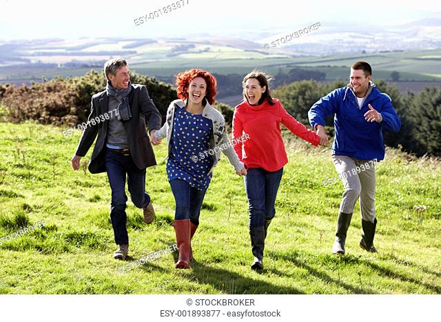Couples on country walk
