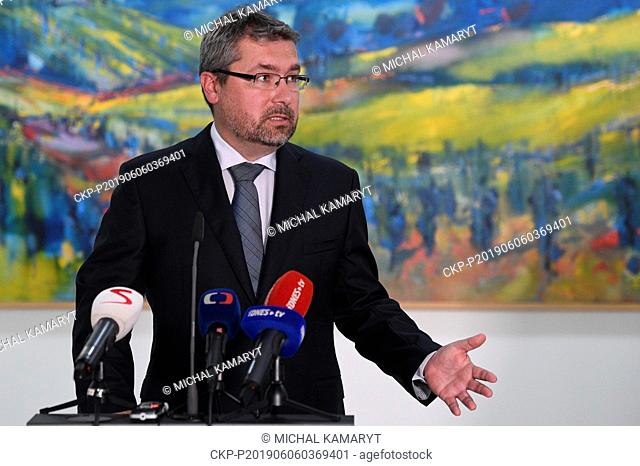 State Agricultural Intervention Fund (SZIF) Director Martin Sebestyan speaks during a press briefing, on June 6, 2019, in Prague, Czech Republic