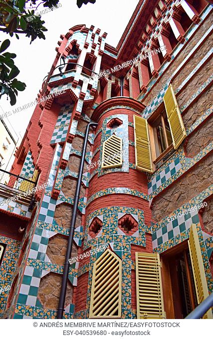 Casa Vicens, by Antonio Gaudí in Barcelona. Catalonia, Spain