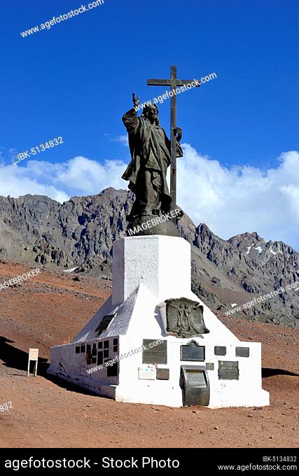Statue of Cristo Redentor de los Andes, Christ Redeemer of the Andes, Paso de la Cumbre, near Uspallata, Mendoza Province, Argentina, South America