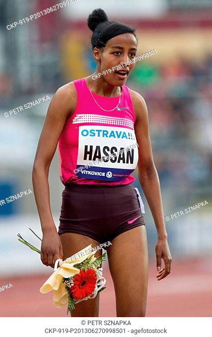 Sifan Hassan of Netherlands won in 1500 m run during the Golden Spike 2013, IAAF World Challenge athletics meeting in Ostrava, Czech Republic, on Thursday