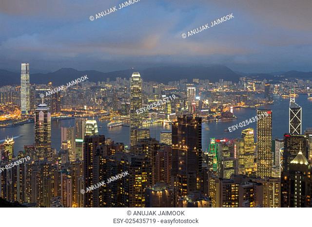 Hong Kong city, This photo was shot from Victoria Peak in the evening after sunset