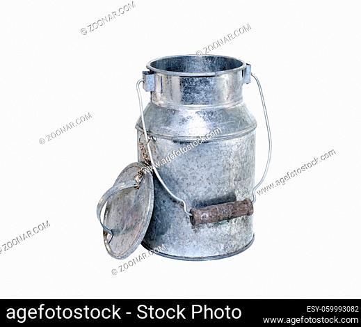 metal can for milk, isolated on white background