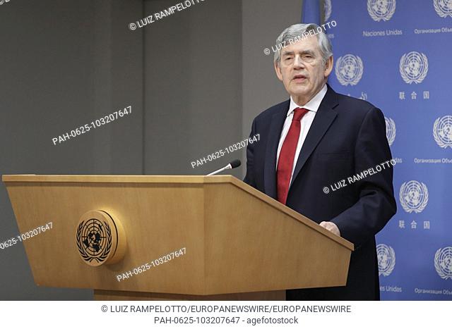 United Nations, New York, USA, May 11, 2018 - Gordon Brown, United Nations Special Envoy for Global Education and Chair of the International Commission on...