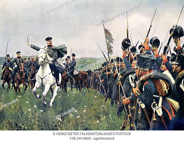 General Gebhard Leberecht von Blücher, Fürst von Wahlstatt, during the Battle of the Katzbach on 26 August 1813, Napoleonic Wars, Gebhard Leberecht von Blücher