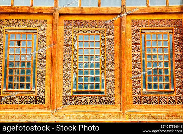 blur in iran shiraz the old persian  architecture window and glass in background