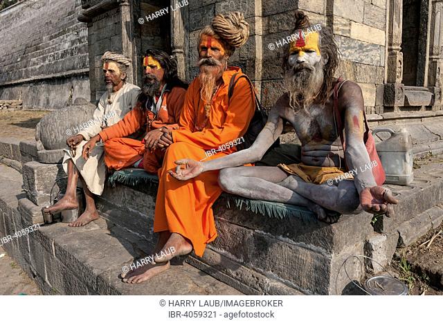 Sadhus, ascetics, holy men, Pashupatinath, Kathmandu, Nepal