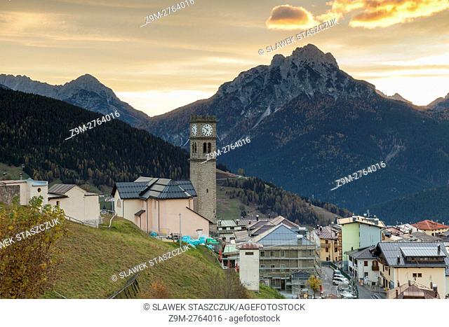Dawn in Danta di Cadore, Belluno province, Veneto region, Italy. Dolomites