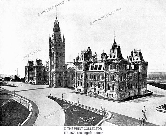 Houses of Parliament, Ottawa, Canada, 1893. Illustration from Portfolio of Photographs of Famous Cities, Scenes and Paintings, (The Werner Company, Chicago