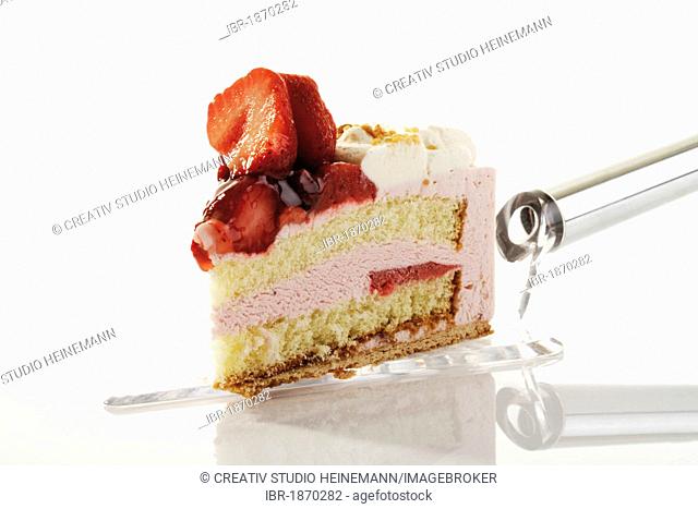 A piece of strawberry cake