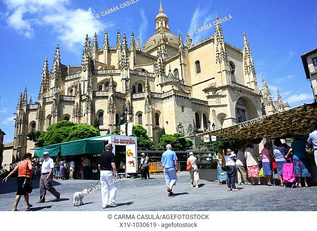Cathedral and Main Square, Segovia. Castilla-Leon, Spain