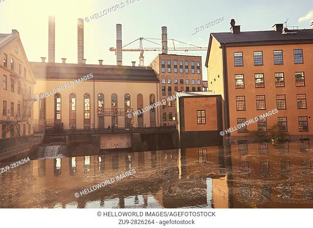 Scene from Norrkoping industrial landscape, Norrkoping, Ostergotland, Sweden, Scandinavia