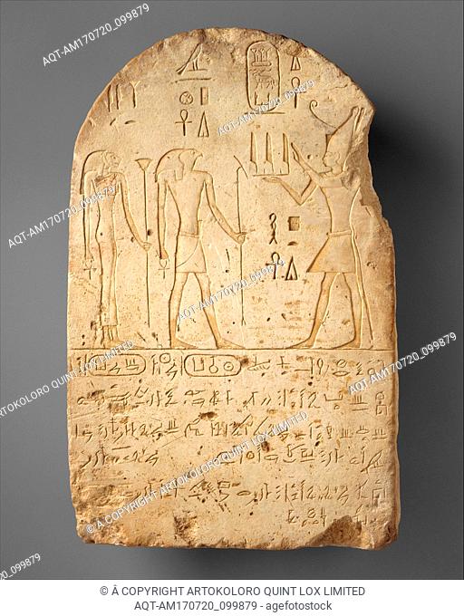 Donation Stela of Shabaqo, Late Period, Kushite, Dynasty 25, ca. 712â€“698 B.C., Possibly from Nubia; From Egypt and Sudan, Limestone, h