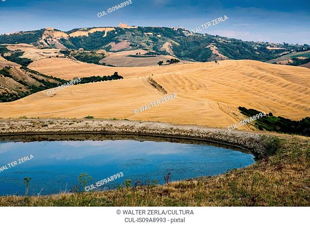Reservoir in Tuscan landscape, Italy