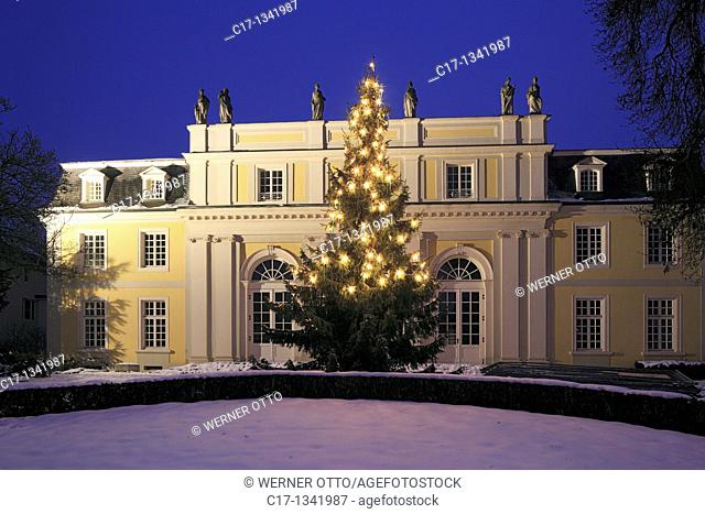 Germany, Bonn-Bad Godesberg, Redoute, Grand Hall, ballroom building, ceremonial hall, Late classicism, park, Redoutenpark, winter, snow, Christmas