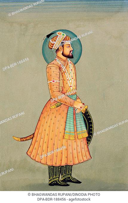 Miniature painting of mughal emperor shah jahan