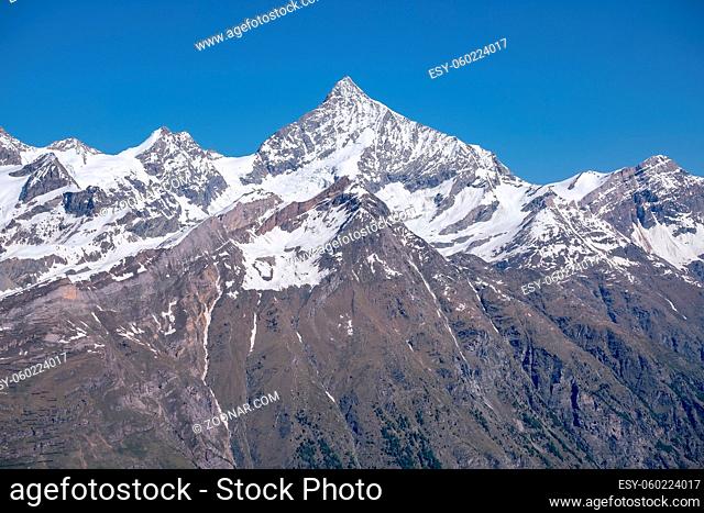 Swiss Alps Mountains around Zermatt Village in Switzerland - View from Gornergrat - Swiss Alps
